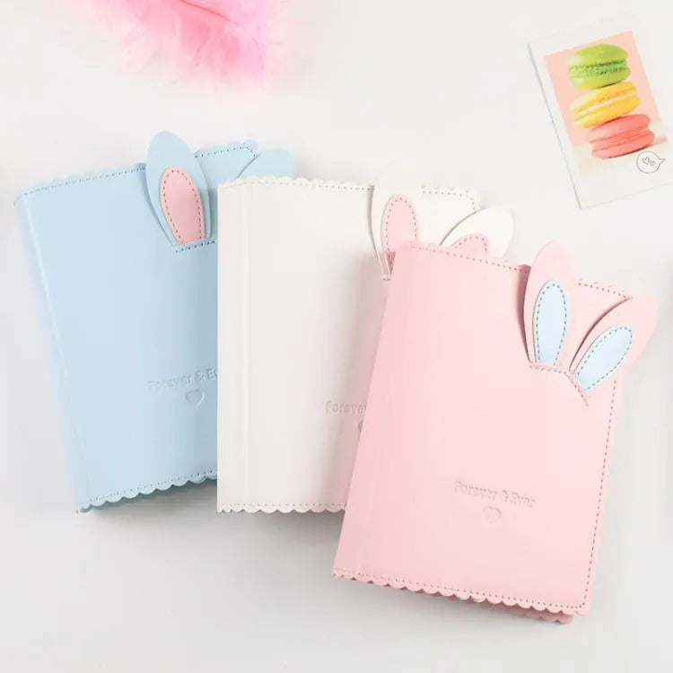 Cute Bunny mini photo album with 3-inch format and 16 loose-leaf pages in blue, pink or white