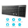 White ultra-thin universal Bluetooth keyboard with 104 keys shown next to a tablet