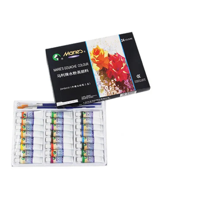 Boxed set of Marley gouache paint tubes in 12, 18, and 24 colour options.
