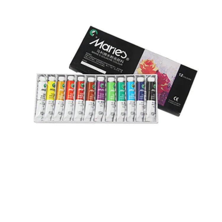 Boxed set of Marley gouache paint tubes in 12, 18, and 24 colour options.
