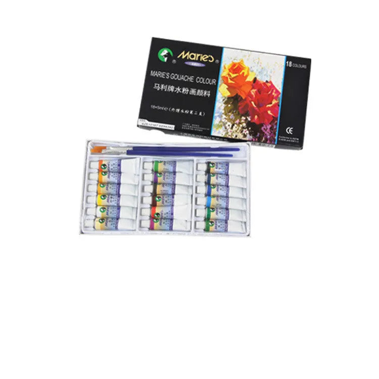 Boxed set of Marley gouache paint tubes in 12, 18, and 24 colour options.