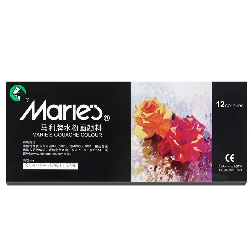 Boxed set of Marley gouache paint tubes in 12, 18, and 24 colour options.