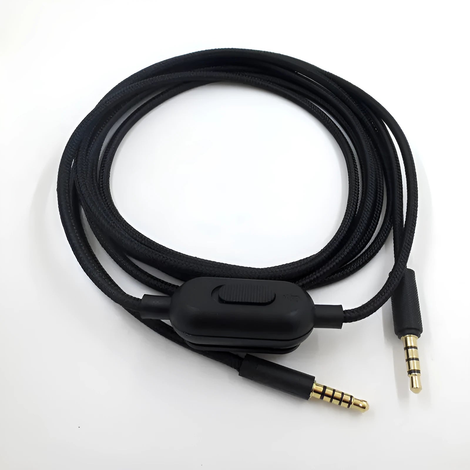 Black universal audio cable with 3.5mm jacks for gaming headset replacement