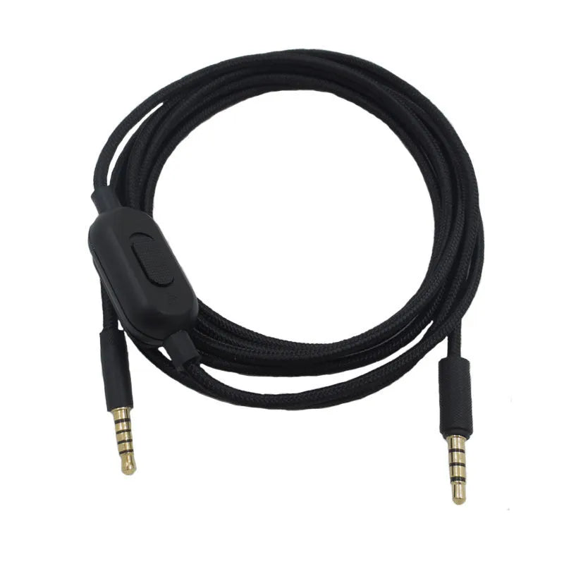 Black universal audio cable with 3.5mm jacks for gaming headset replacement