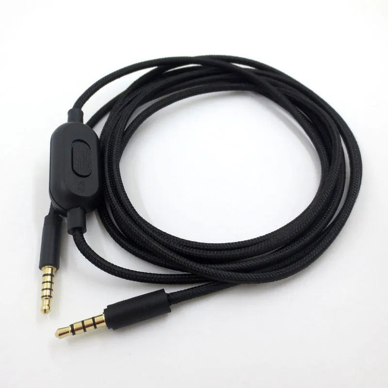 Black universal audio cable with 3.5mm jacks for gaming headset replacement