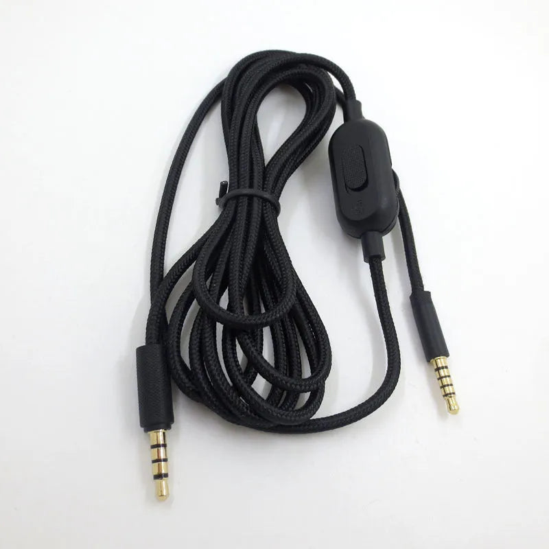 Black universal audio cable with 3.5mm jacks for gaming headset replacement
