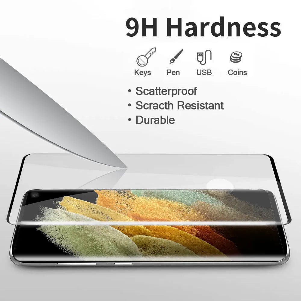 Samsung Galaxy S21 Ultra tempered glass screen protector with 3D curved edge design