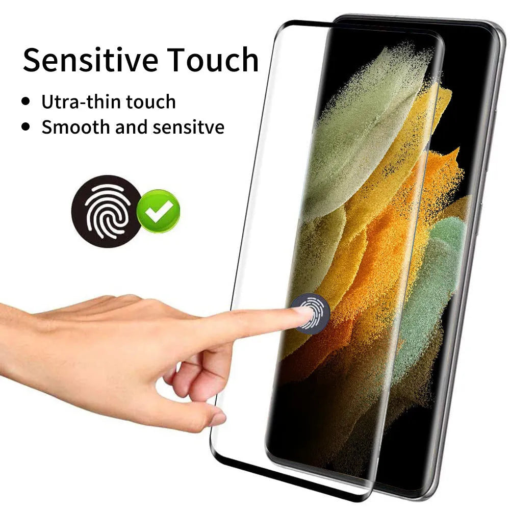 Samsung Galaxy S21 Ultra tempered glass screen protector with 3D curved edge design