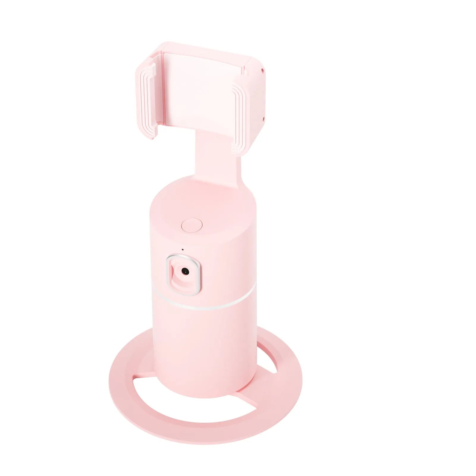 360-degree smart tracking gimbal stabiliser for mobile phones with clip mount in black, pink, and white colour options.