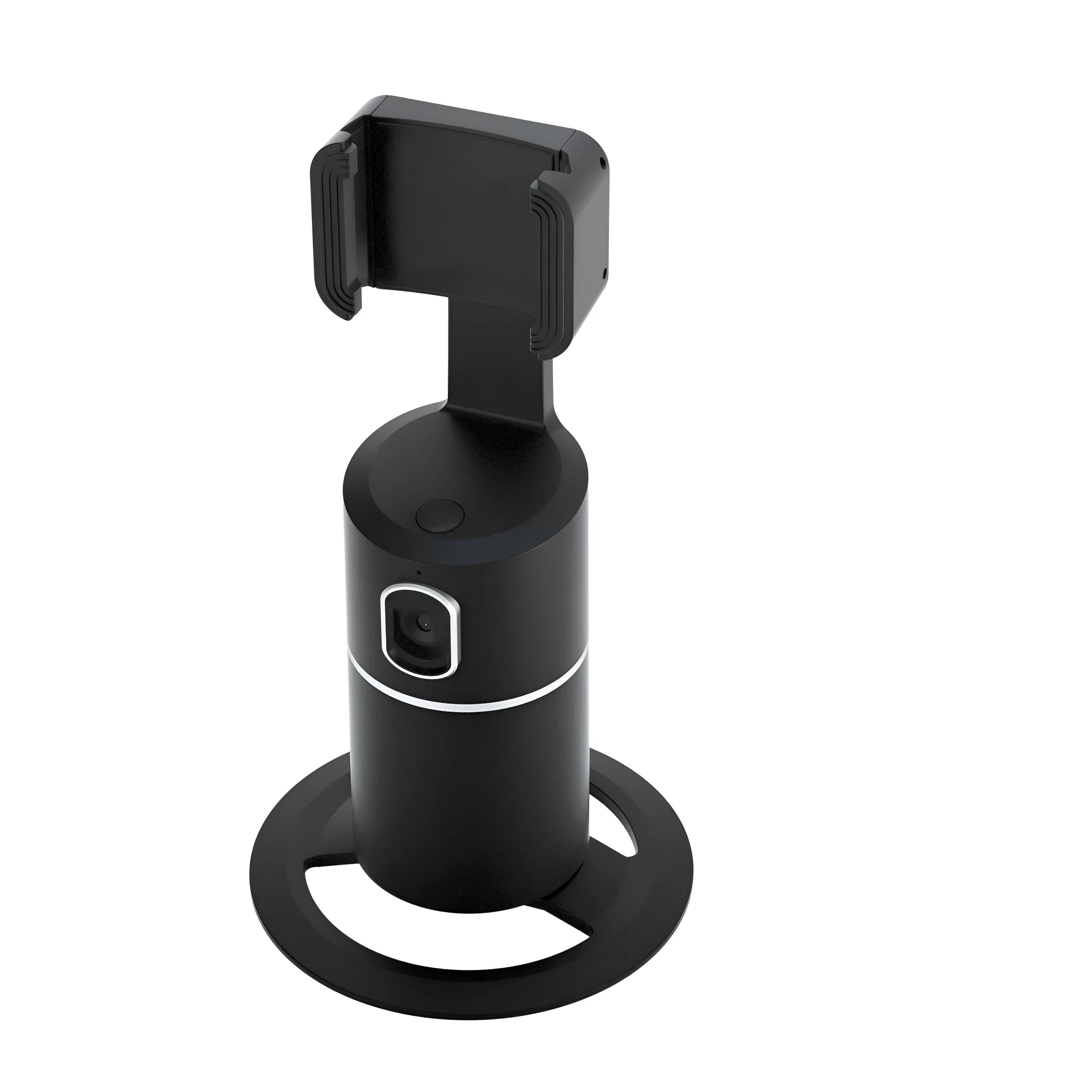 360-degree smart tracking gimbal stabiliser for mobile phones with clip mount in black, pink, and white colour options.