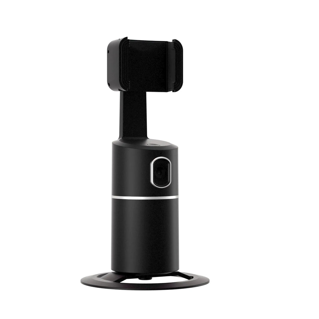 360-degree smart tracking gimbal stabiliser for mobile phones with clip mount in black, pink, and white colour options.