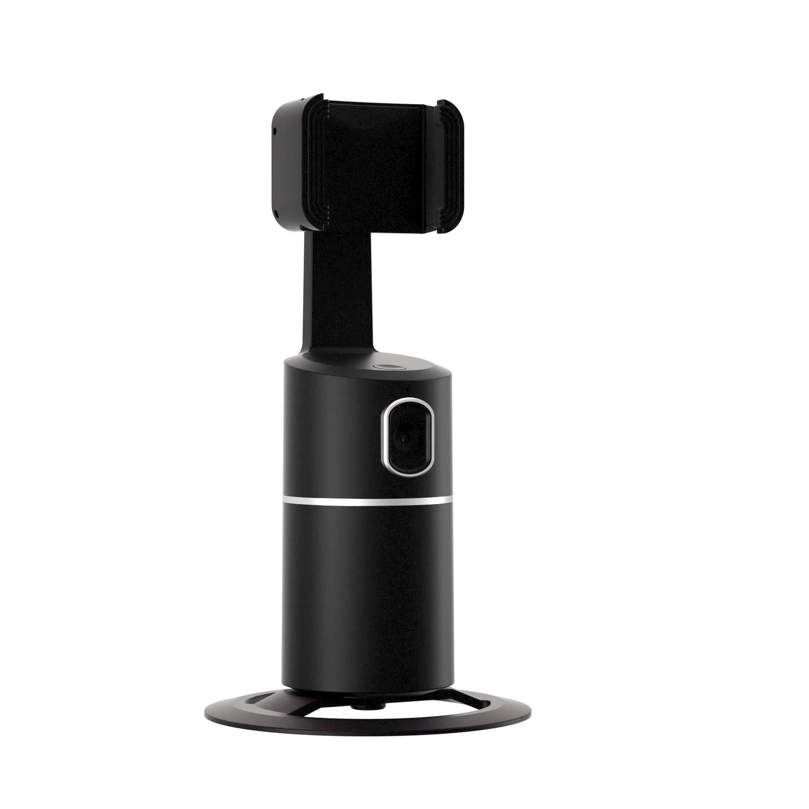 360-degree smart tracking gimbal stabiliser for mobile phones with clip mount in black, pink, and white colour options.