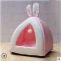 Grey cloth cat house villa bed for small pets showing enclosed design