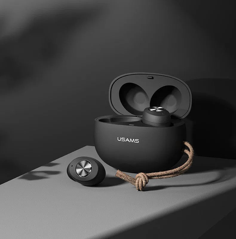 Pebble Series Wireless Bluetooth TWS earbuds in white, black and dark green colours with compact charging case.