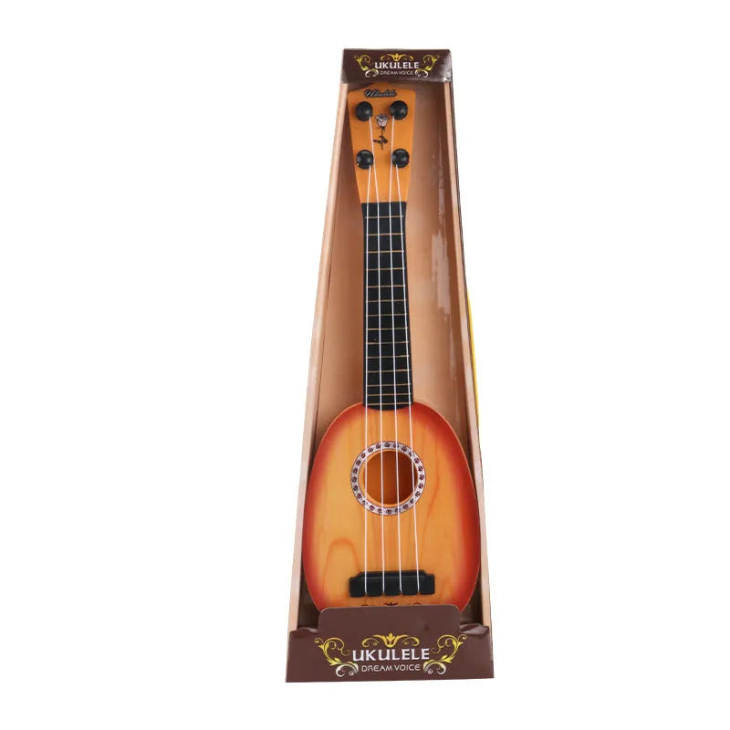 38cm plastic simulation ukulele toy for children in colour box packaging