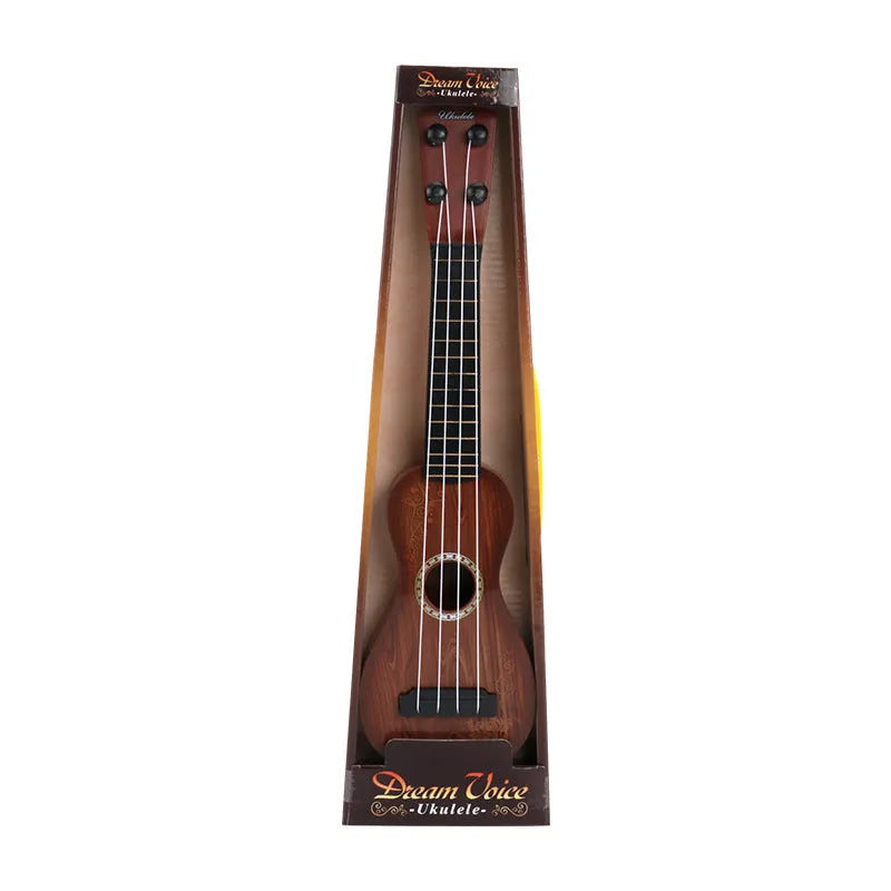 38cm plastic simulation ukulele toy for children in colour box packaging