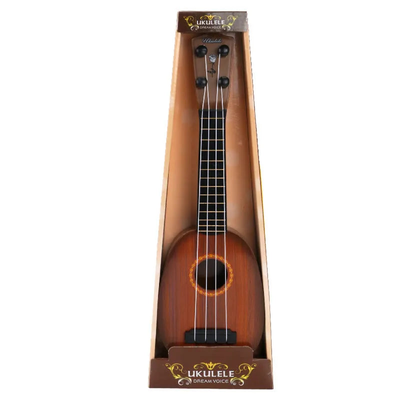 38cm plastic simulation ukulele toy for children in colour box packaging