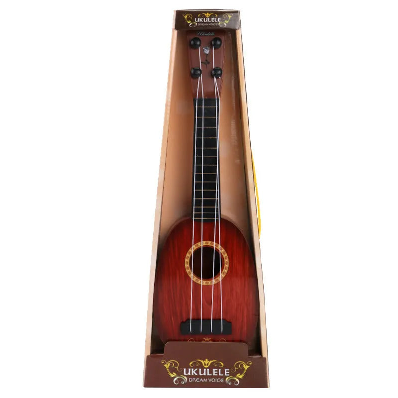 38cm plastic simulation ukulele toy for children in colour box packaging