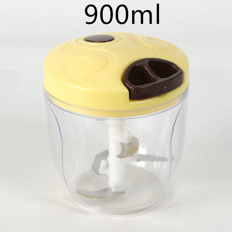 Green manual kitchen chopper with three blades, 500ml capacity and stainless steel components
