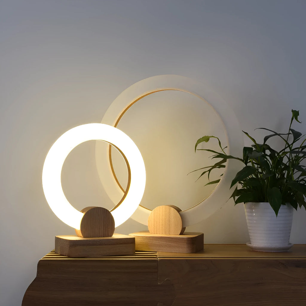 Nordic style circular chandelier lamp with a round acrylic shade and integrated LED light