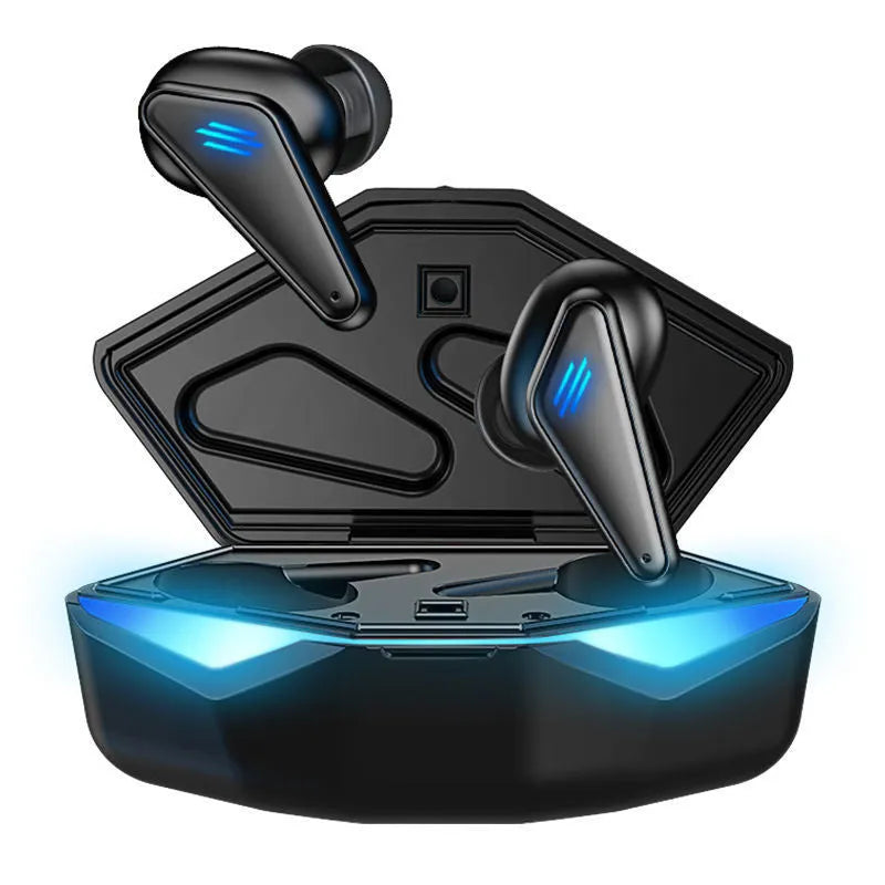 Blue Private Model K55 wireless Bluetooth gaming earbuds with TWS design.