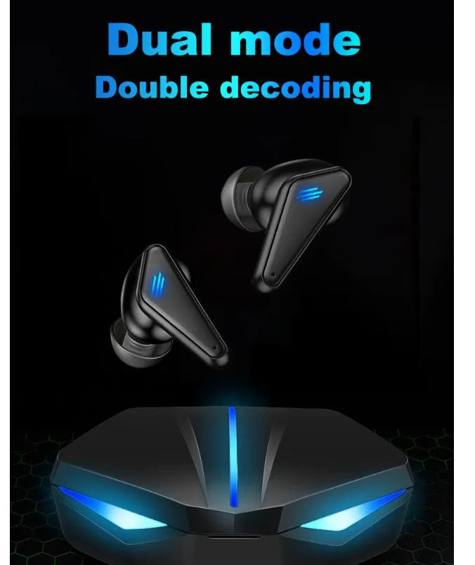 Blue Private Model K55 wireless Bluetooth gaming earbuds with TWS design.