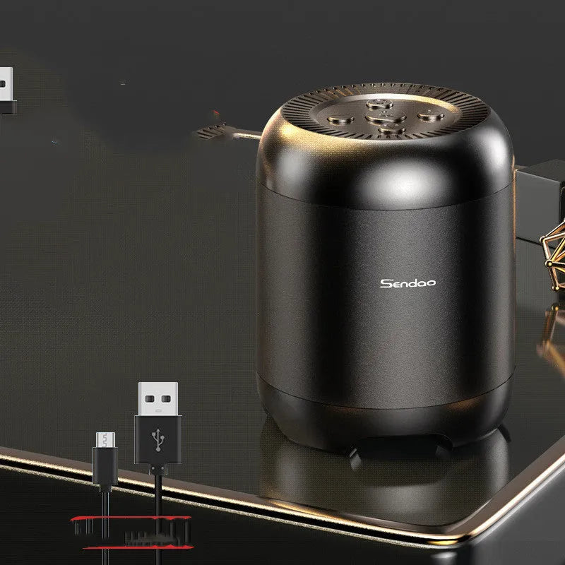 Wireless Bluetooth speaker with USB port and card reader slot in compact 90x73x73mm design