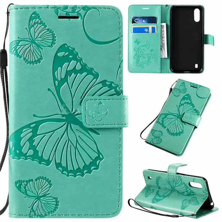 Xiaomi Redmi wallet phone case in blue with card slots on PU leather front and TPU back bumper.