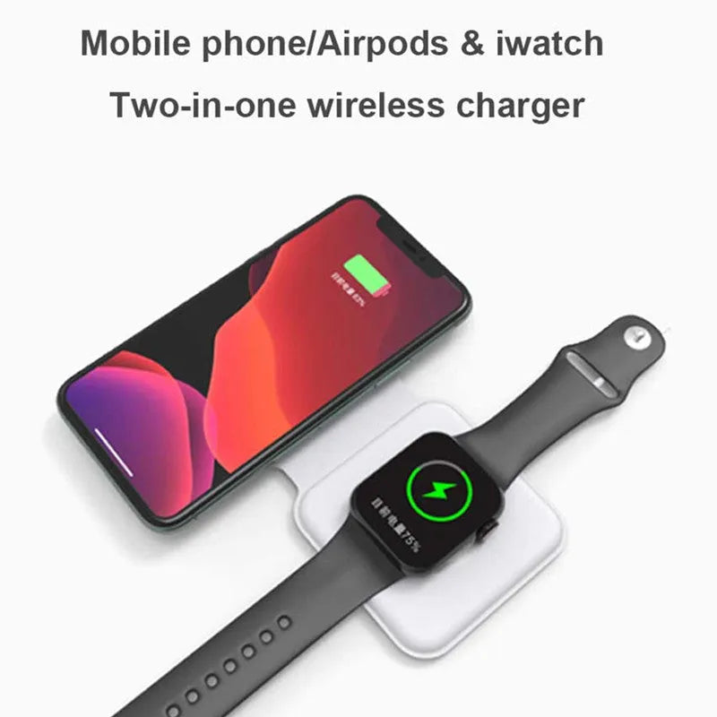 White foldable magnetic wireless charging dock showing dual charging surfaces and Type-C port