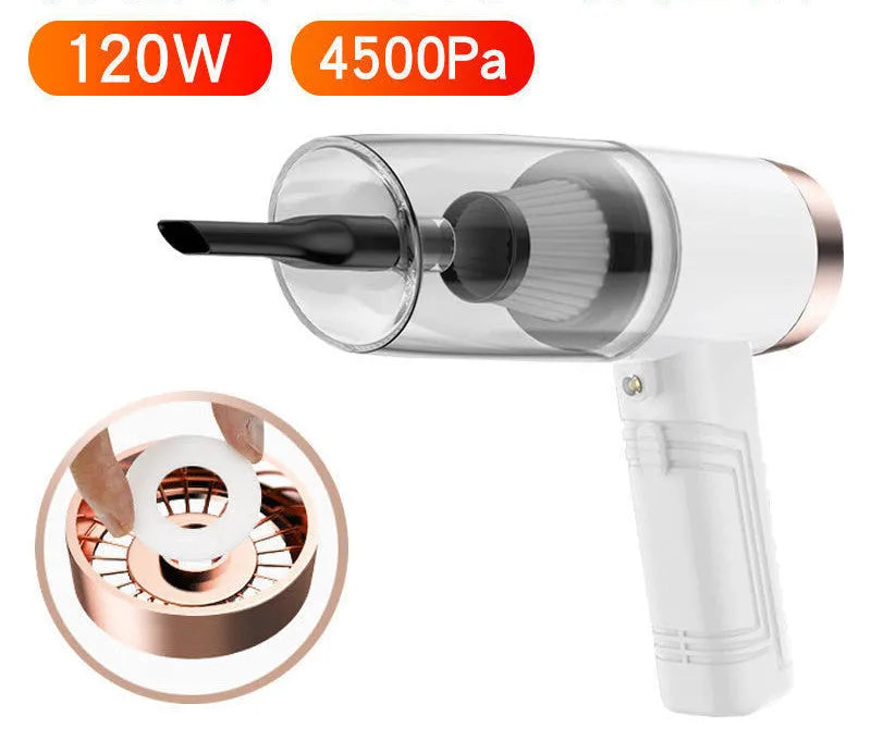 Portable car vacuum cleaner with accessories in black or white for 4500Pa suction home and vehicle cleaning