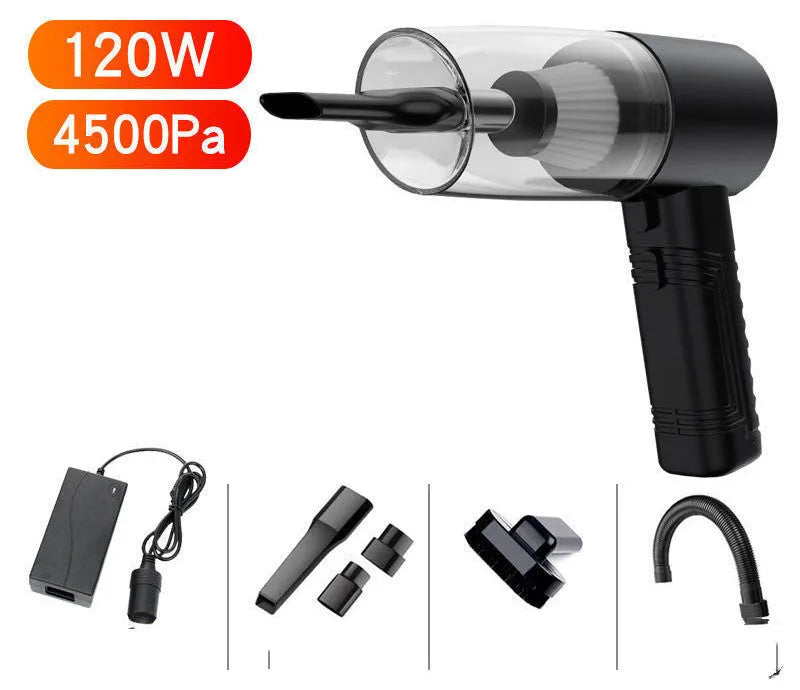 Portable car vacuum cleaner with accessories in black or white for 4500Pa suction home and vehicle cleaning