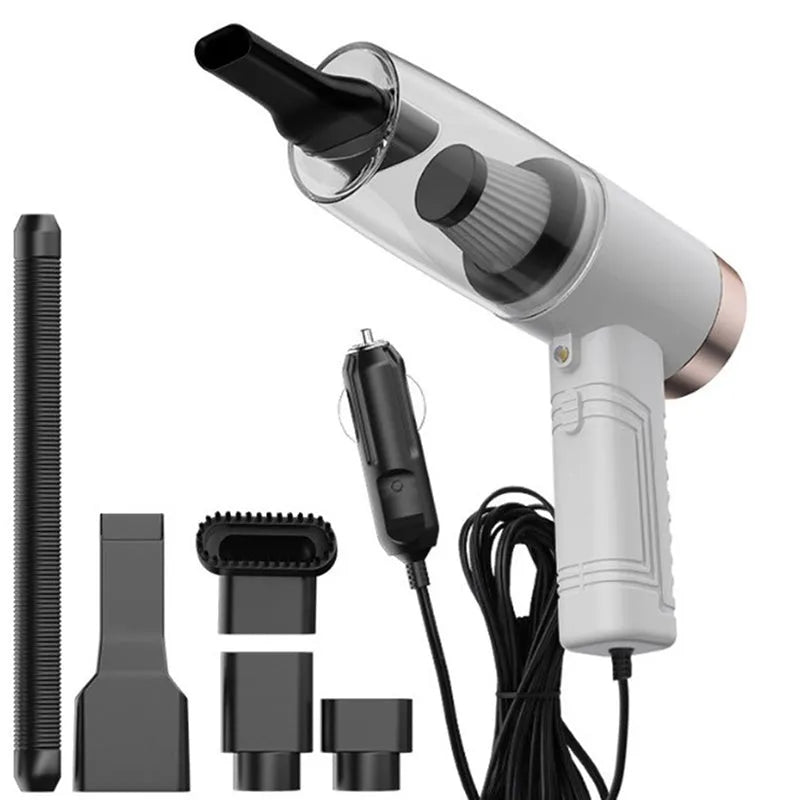 Portable car vacuum cleaner with accessories in black or white for 4500Pa suction home and vehicle cleaning