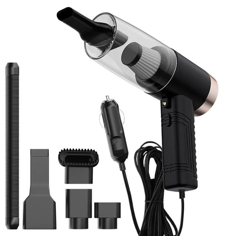Portable car vacuum cleaner with accessories in black or white for 4500Pa suction home and vehicle cleaning