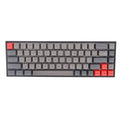 Set of 68 PBT plastic keycaps for a mechanical keyboard in assorted colours on a grey background.