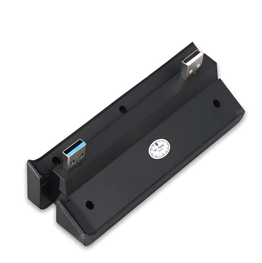Black PS4 Slim USB hub accessory with multiple ports for PlayStation 4 console expansion