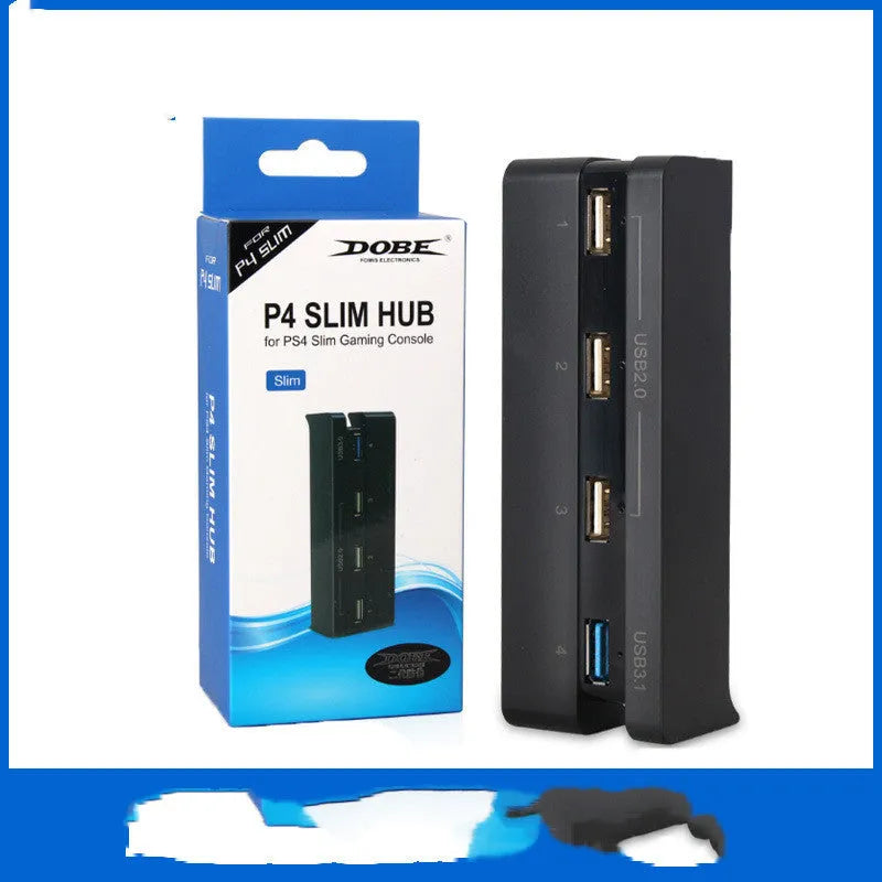 Black PS4 Slim USB hub accessory with multiple ports for PlayStation 4 console expansion