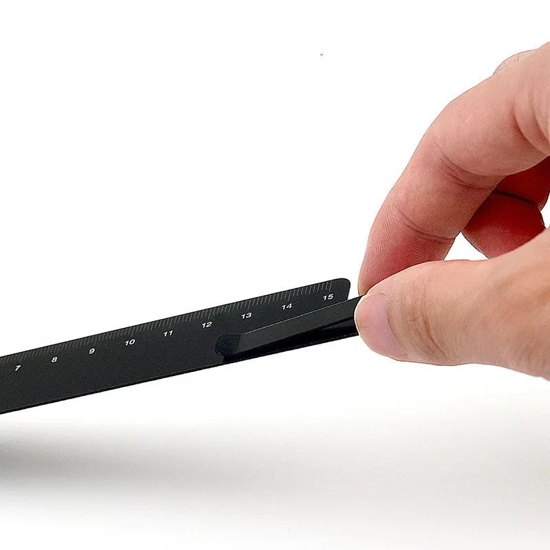15cm aluminium alloy bookmark ruler with laser engraved scale in black grey colour