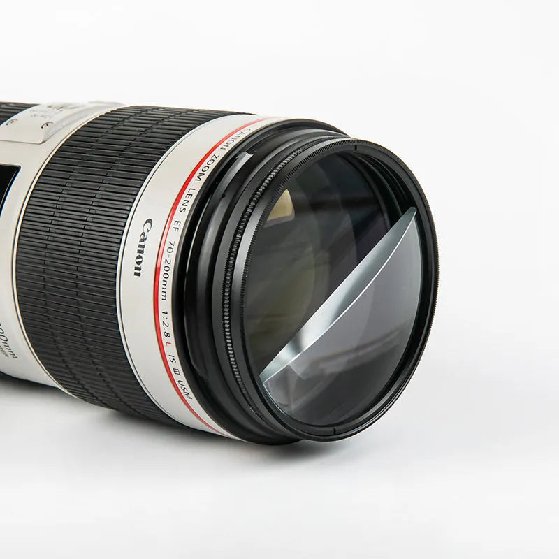 77mm half moon mirror split focus filter for SLR camera with cleaning cloth and protective bag