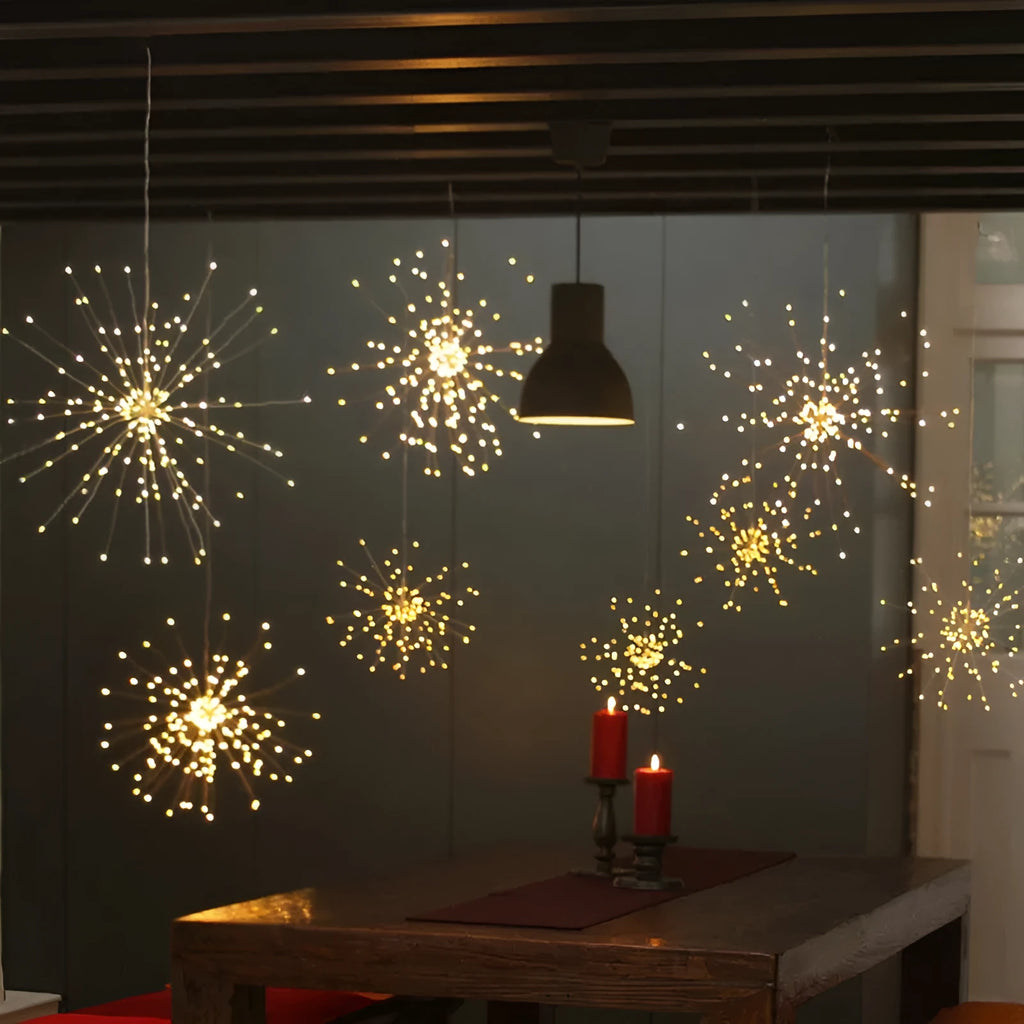 LED meteor shower decorative light with warm colour starry explosion effect for outdoor garden use