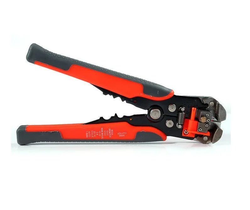 Yellow automatic 3-in-1 wire stripper crimping plier with adjustment screw for electrical work