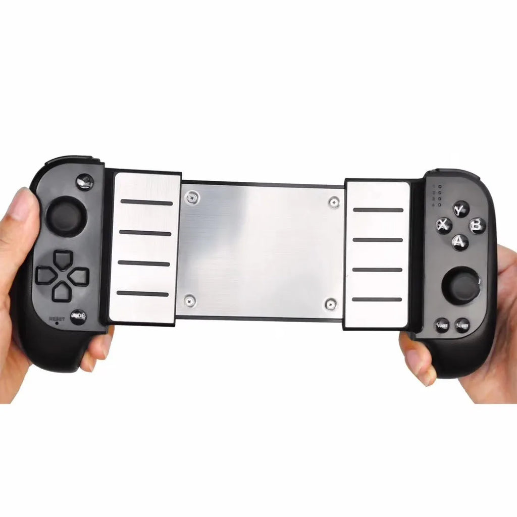 Cytec wireless telescopic Bluetooth game controller in black or red blue attached to a mobile phone.