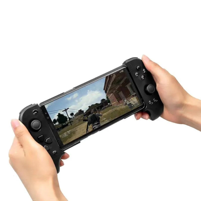 Cytec wireless telescopic Bluetooth game controller in black or red blue attached to a mobile phone.