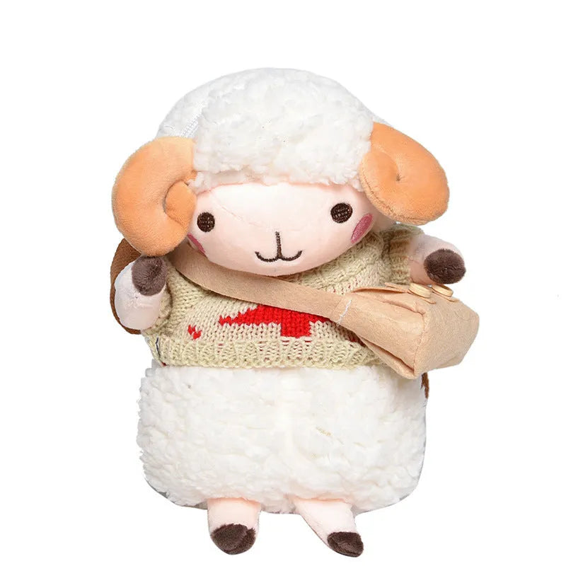 Little Sheep women's plush crossbody bag showing lamb pattern and colour contrast detailing
