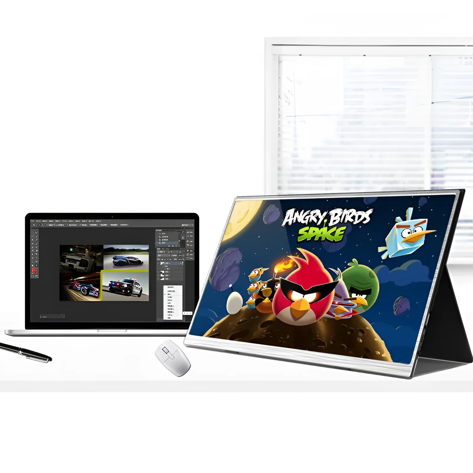15-inch ultra-thin portable IPS display monitor with HDMI and USB-C ports for gaming and computer use