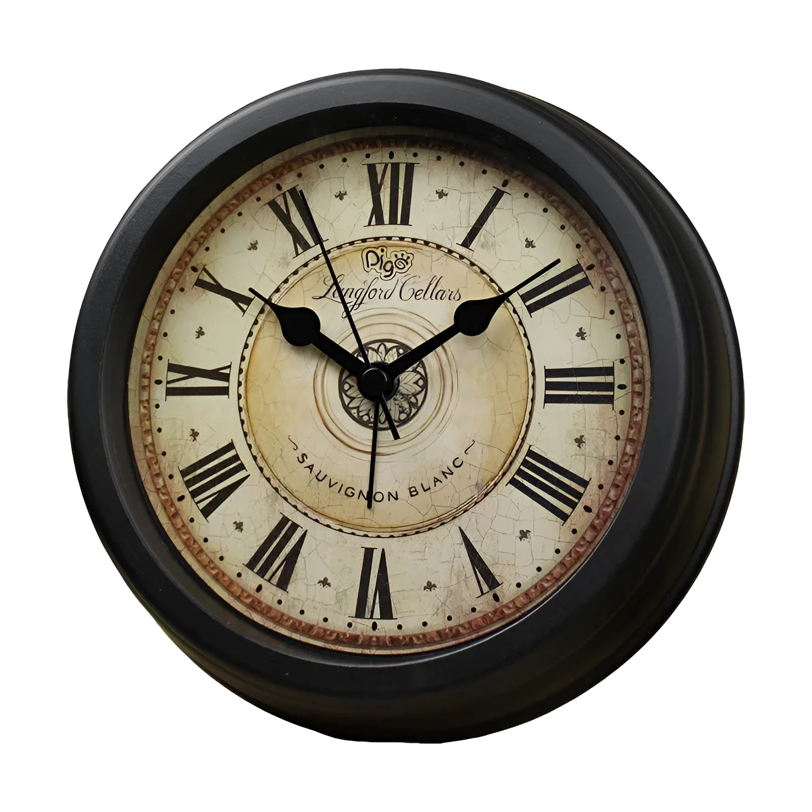 European retro style desk alarm clock with 6-inch round dial and silent sweep movement