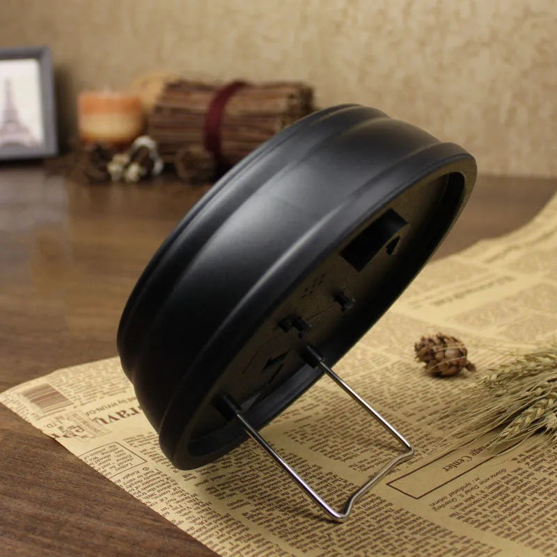 European retro style desk alarm clock with 6-inch round dial and silent sweep movement