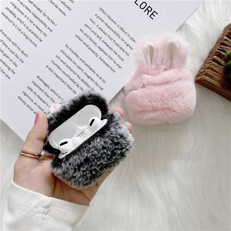 Pink rabbit ears silicone protective cover for Apple AirPods Pro and AirPods 3