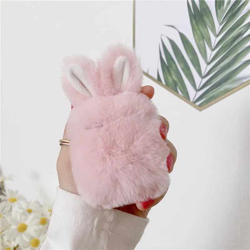 Pink rabbit ears silicone protective cover for Apple AirPods Pro and AirPods 3