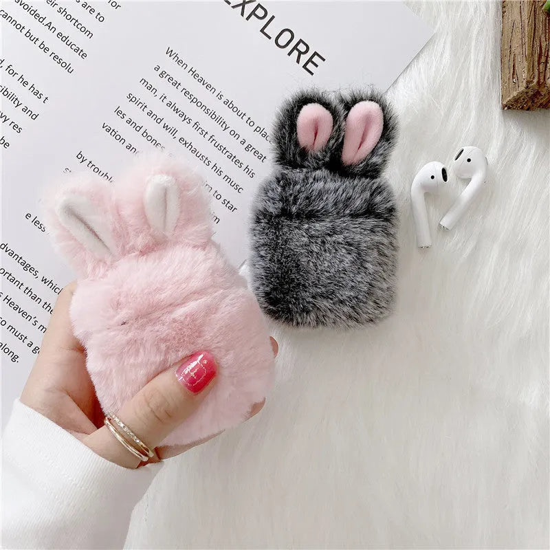 Pink rabbit ears silicone protective cover for Apple AirPods Pro and AirPods 3