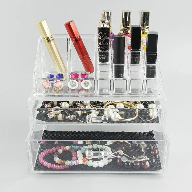 Clear acrylic foldable makeup storage box with 18 litre capacity